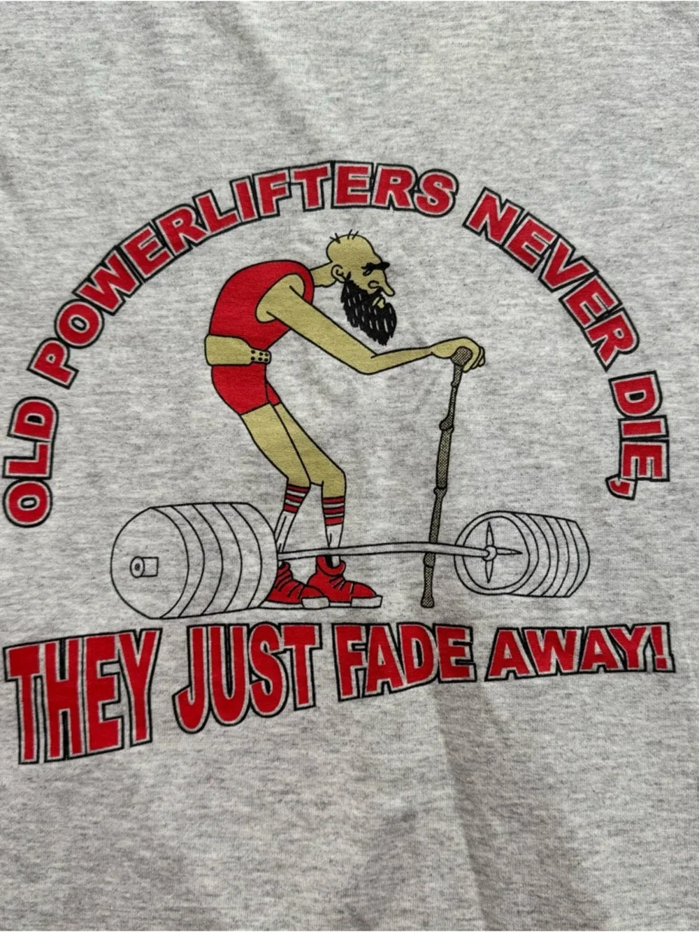 Vintage Jerzees Gray Heavyweight Blend Old Powerlifters Graphic Men's T-Shirt‎ M